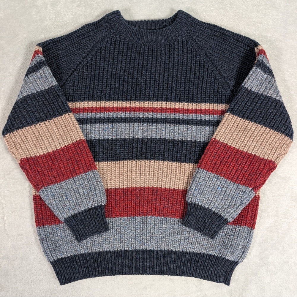 VTG Bonner of Ireland Cornel Wool Fisherman Sweater Men L Striped Hand Loomed